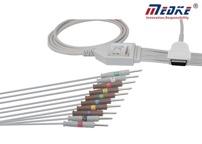Burdick  compatible EKG Cable with 10 leads AHA Fixed Needle 007704 012-0844-01