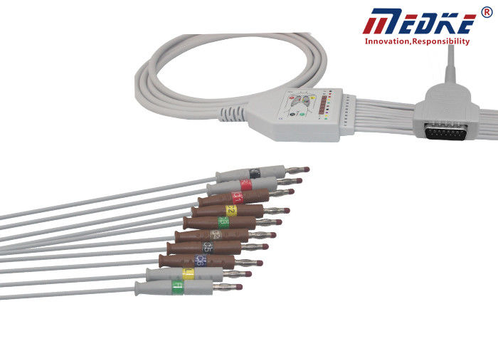 One piece GE-Marquette EKG Cable With 10 Leadwires IEC Banana 2029890-001